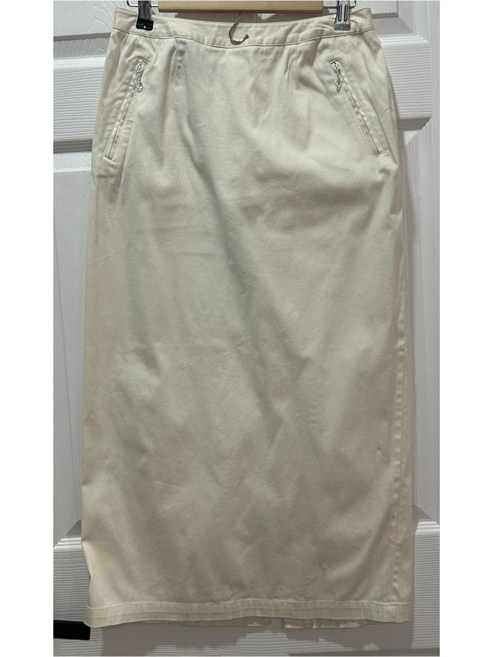 Vintage Lauren Ralph Lauren Maxi Straight Skirt Size 10 White Zippers Old Money